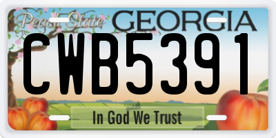 GA license plate CWB5391