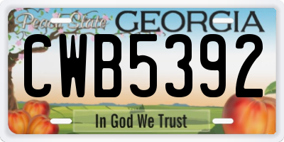GA license plate CWB5392