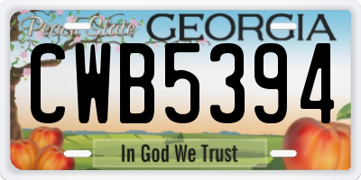 GA license plate CWB5394