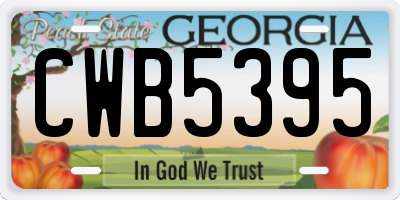 GA license plate CWB5395