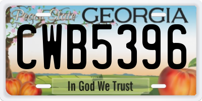 GA license plate CWB5396