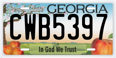 GA license plate CWB5397