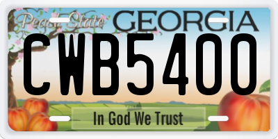 GA license plate CWB5400