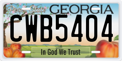 GA license plate CWB5404