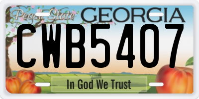 GA license plate CWB5407