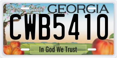 GA license plate CWB5410