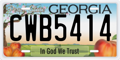 GA license plate CWB5414