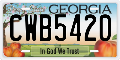GA license plate CWB5420