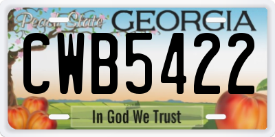 GA license plate CWB5422