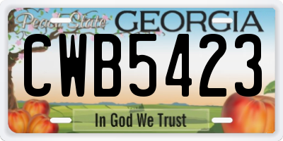 GA license plate CWB5423