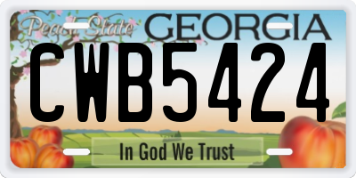 GA license plate CWB5424