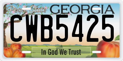 GA license plate CWB5425