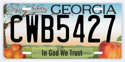 GA license plate CWB5427