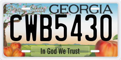 GA license plate CWB5430