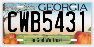GA license plate CWB5431