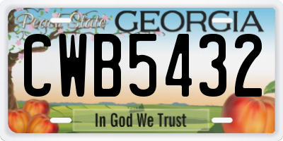 GA license plate CWB5432