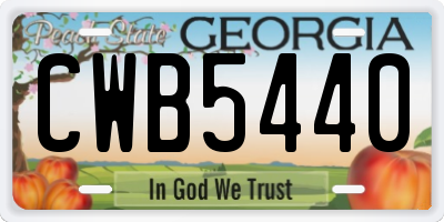 GA license plate CWB5440