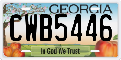 GA license plate CWB5446