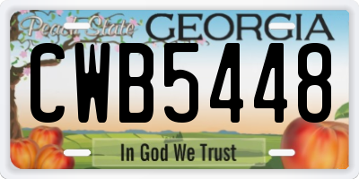 GA license plate CWB5448