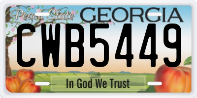 GA license plate CWB5449