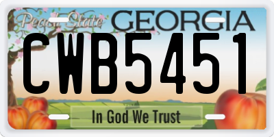 GA license plate CWB5451