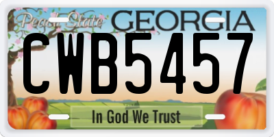 GA license plate CWB5457