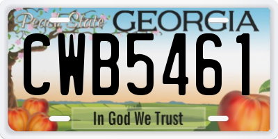 GA license plate CWB5461