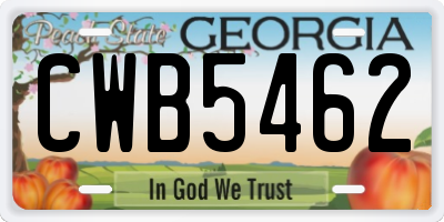 GA license plate CWB5462