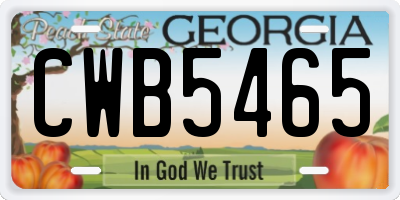 GA license plate CWB5465