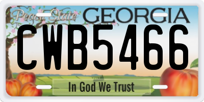GA license plate CWB5466