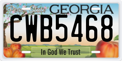 GA license plate CWB5468
