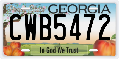 GA license plate CWB5472
