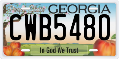GA license plate CWB5480
