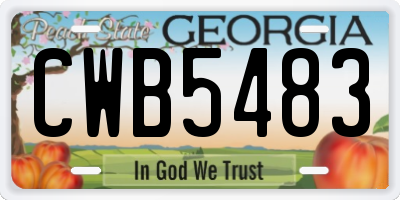 GA license plate CWB5483