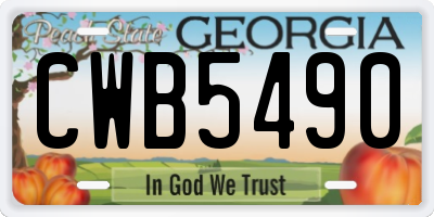 GA license plate CWB5490