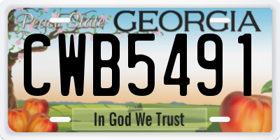 GA license plate CWB5491