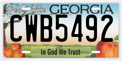 GA license plate CWB5492