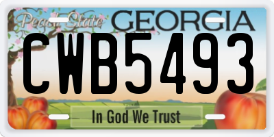 GA license plate CWB5493