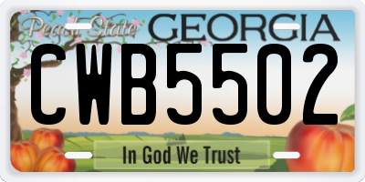 GA license plate CWB5502