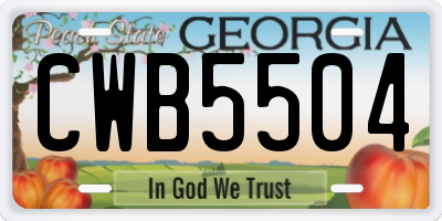 GA license plate CWB5504