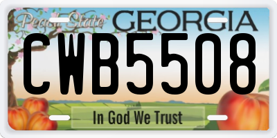 GA license plate CWB5508