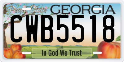 GA license plate CWB5518