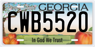 GA license plate CWB5520