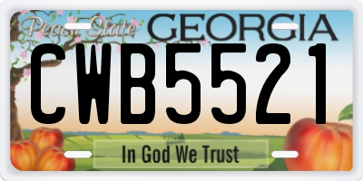 GA license plate CWB5521