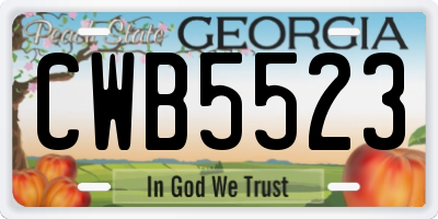GA license plate CWB5523