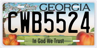 GA license plate CWB5524