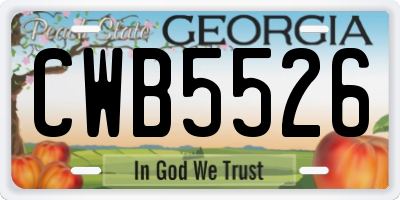 GA license plate CWB5526