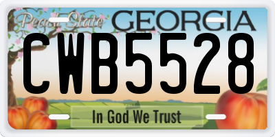 GA license plate CWB5528