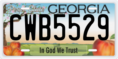 GA license plate CWB5529
