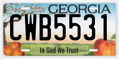 GA license plate CWB5531